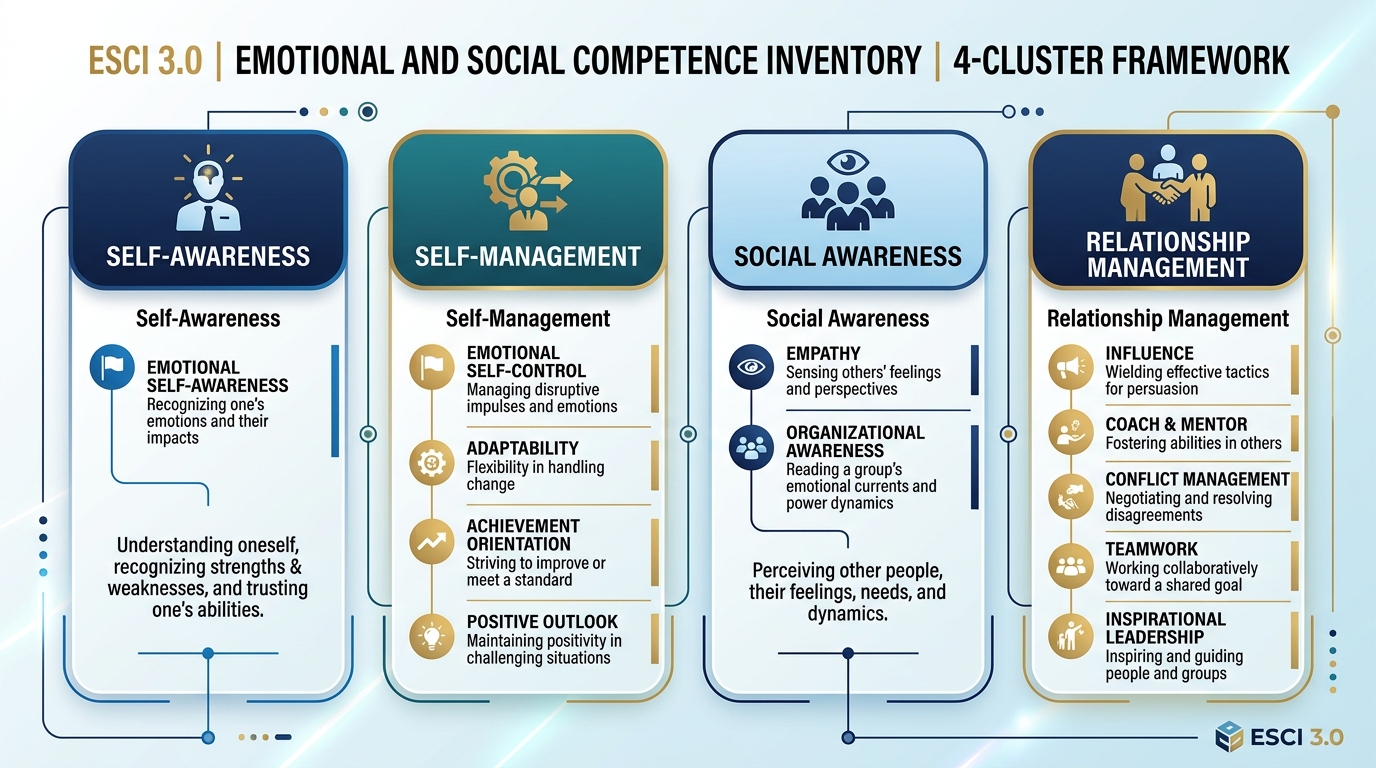 ESCI 3.0 Emotional Intelligence 4-Cluster Model Diagram